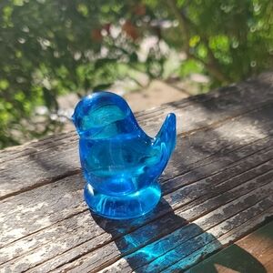 Authentic Leo Ward Bluebird of Happiness - Terra Studios Cobalt Blue Glass - Sig